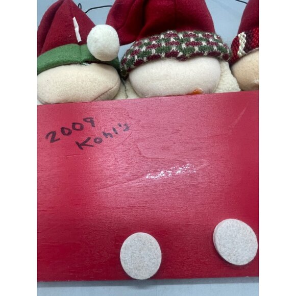 Santa Christmas welcome sign 3 Santas red plush rectangle 13x10" wood READ - Picture 6 of 7